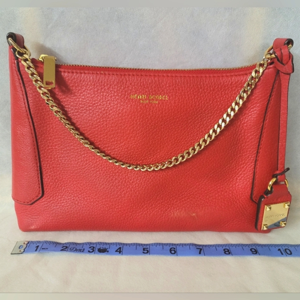 Henri Bendel Red Leather Chain Shoulder Bag - Picture 9 of 12